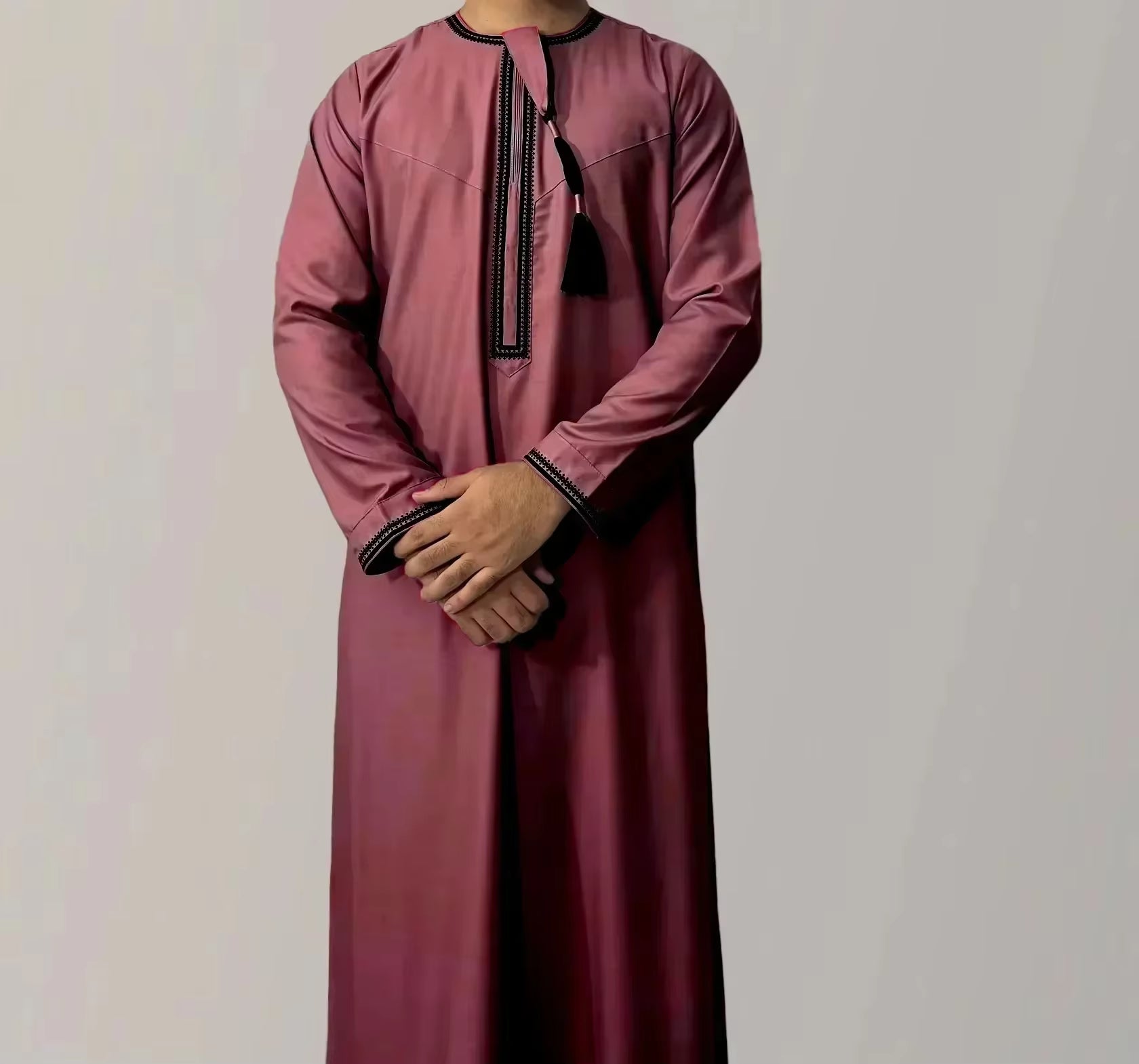 New Muslim Men Long Sleeve Pullover Dress Abaya Daffah Jubba Thobe Pakistan Saudi Arab Kaftan Islam Clothing Prayer Robe Afghan