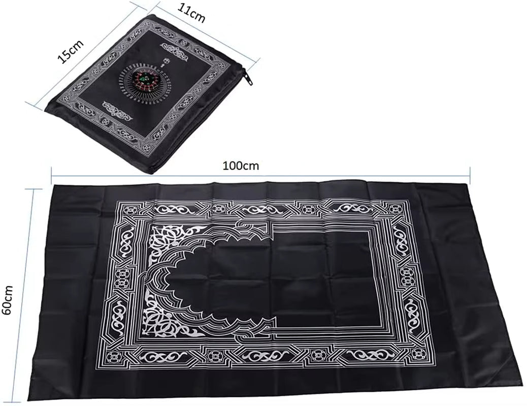 Portable Prayer Pocket Prayer Rug Islamic Gift Muslim Waterproof Praying Rug with Compass Travel Praying Blanket 100*60Cm