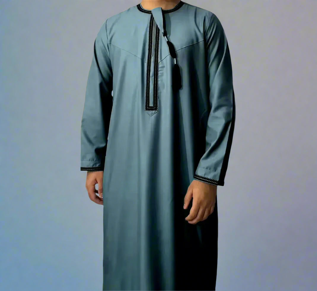 New Muslim Men Long Sleeve Pullover Dress Abaya Daffah Jubba Thobe Pakistan Saudi Arab Kaftan Islam Clothing Prayer Robe Afghan