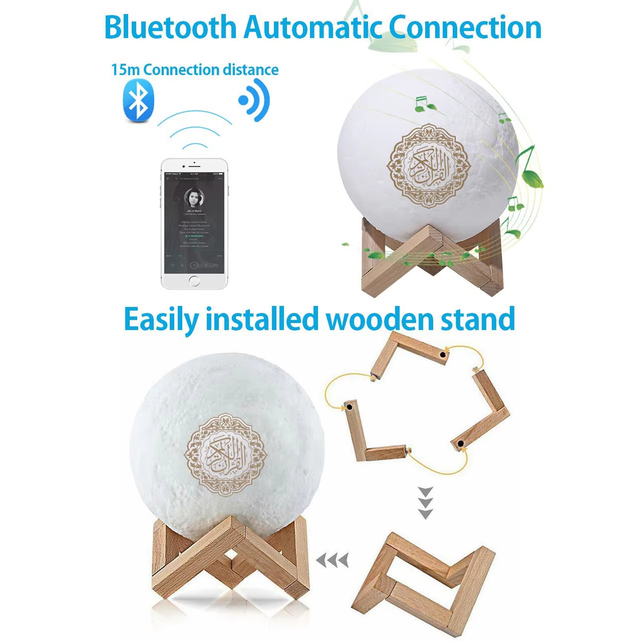 Holy Mini Bright Muslim Night Light Quran Lamp Box Koran Gift Azan Wireless Bluetooth Speaker Sound Portable Blutooth Music Home