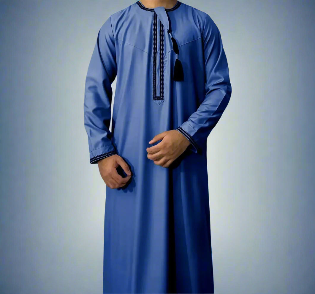 New Muslim Men Long Sleeve Pullover Dress Abaya Daffah Jubba Thobe Pakistan Saudi Arab Kaftan Islam Clothing Prayer Robe Afghan